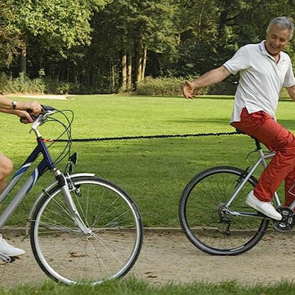 Parent-Child Bike Tow Rope MTB Elastic Belt Cycling Stretch Pull Strap for Long Ride Going Uphill Black