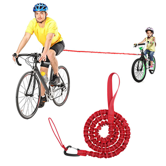Parent-Child Bike Tow Rope MTB Elastic Belt Cycling Stretch Pull Strap for Long Ride Going Uphill Red