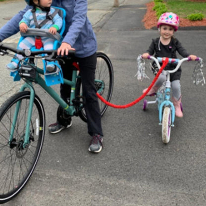 Parent-Child Bike Tow Rope MTB Elastic Belt Cycling Stretch Pull Strap for Long Ride Going Uphill Red