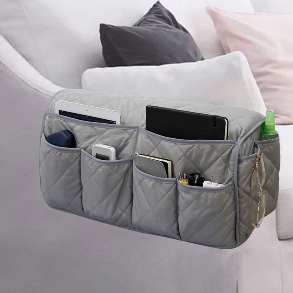 14 Pocket Sofa Armrest Organizer Remote Control Holder Storage Bag for Recliner Couch Armchair Grey