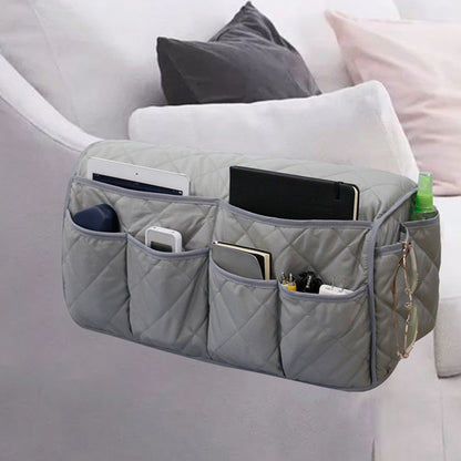 14 Pocket Sofa Armrest Organizer Remote Control Holder Storage Bag for Recliner Couch Armchair Grey