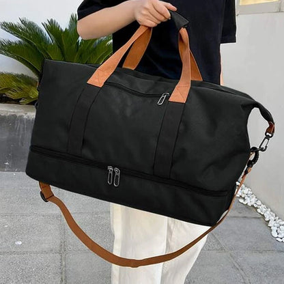 Large Capacity Travel Bag Duffel Bag with Wet and Dry Compartments Black