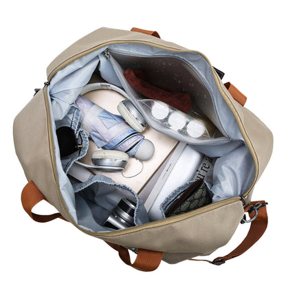 Large Capacity Travel Bag Duffel Bag with Wet and Dry Compartments Khaki
