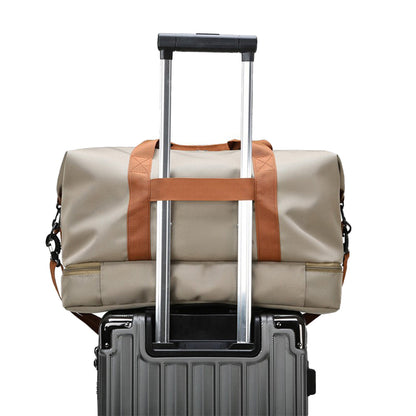 Large Capacity Travel Bag Duffel Bag with Wet and Dry Compartments Khaki
