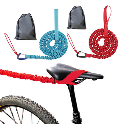 2Pcs Red Blue Parent-Child Bike Tow Rope Cycling MTB Elastic Belt for Long Ride Going Uphill
