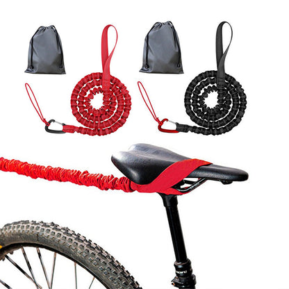 2Pcs Red Black Parent-Child Bike Tow Rope Cycling MTB Elastic Belt for Long Ride Going Uphill