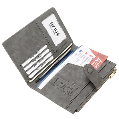 RFID Blocking Travel Wallet Passport Card Holder for Women Men Gray