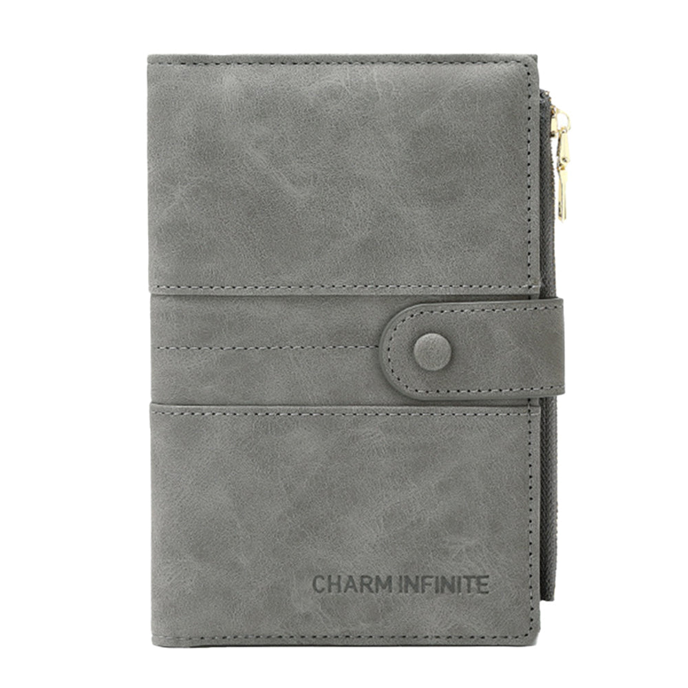 RFID Blocking Travel Wallet Passport Card Holder for Women Men Gray