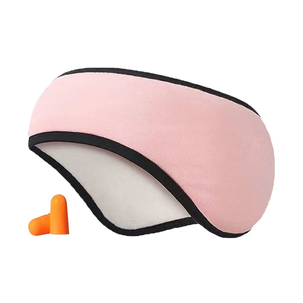 2Pcs Blackout Eye Mask Ear Muffs Sleeping Eye Mask With Earplugs Black+Pink