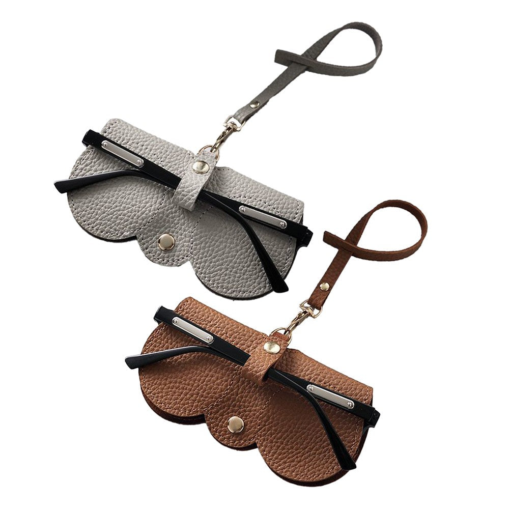 2Pcs Portable Eyeglasses Storage Pouch Sunglasses Reading Glasses Storage Holder Grey and Brown