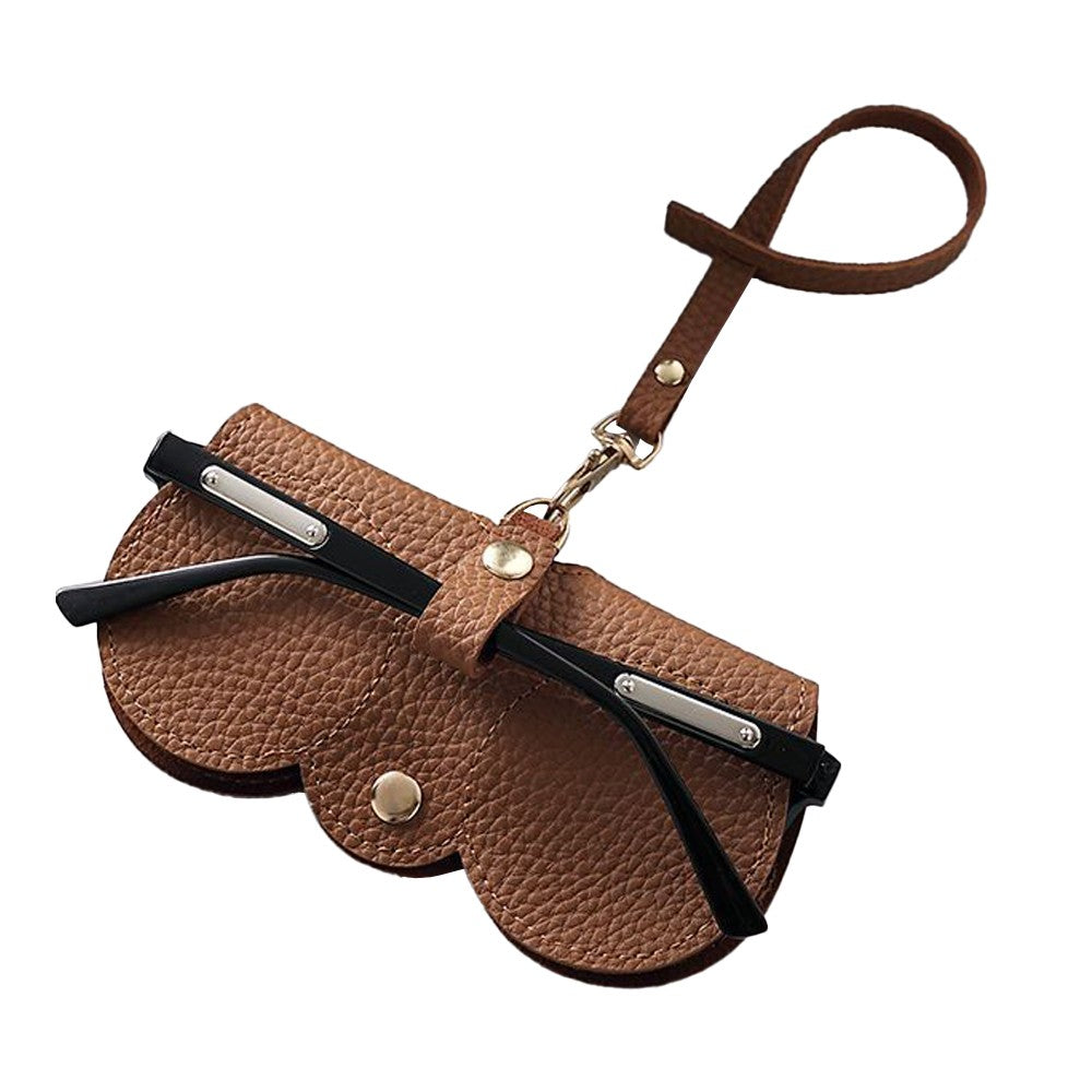 2Pcs Portable Eyeglasses Storage Pouch Sunglasses Reading Glasses Storage Holder Grey and Brown