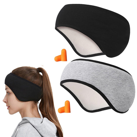 2Pcs Blackout Eye Mask Ear Muffs Sleeping Eye Mask With Earplugs Black+Grey
