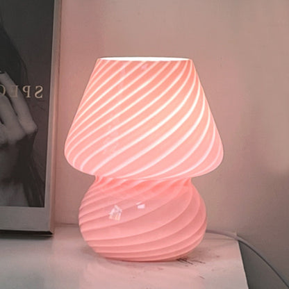 Mushroom Glass Table Lamp Bedside Night Light Desk Lamp Pink