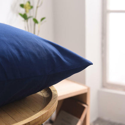 2Pcs 74x48cm Solid Color Pillowcase Cotton Pillow Covers Home Decor Dark Blue