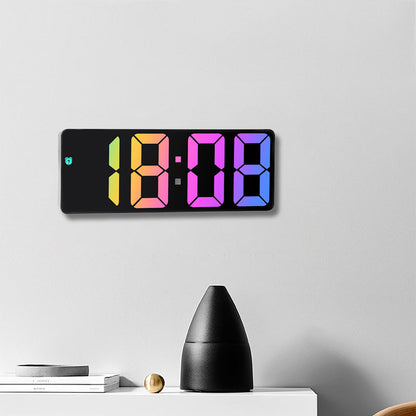 Digital Alarm Clock Colorful Display LED Clock for Bedroom Electronic Desktop Clock Black