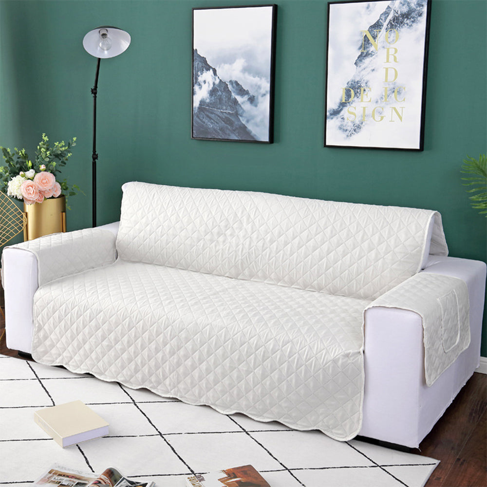 Quilted Sofa Slipcover Armrest Sofa Cover Sofa Protector Slipcover Beige