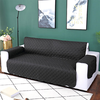 Quilted Sofa Slipcover Armrest Sofa Cover Sofa Protector Slipcover Black