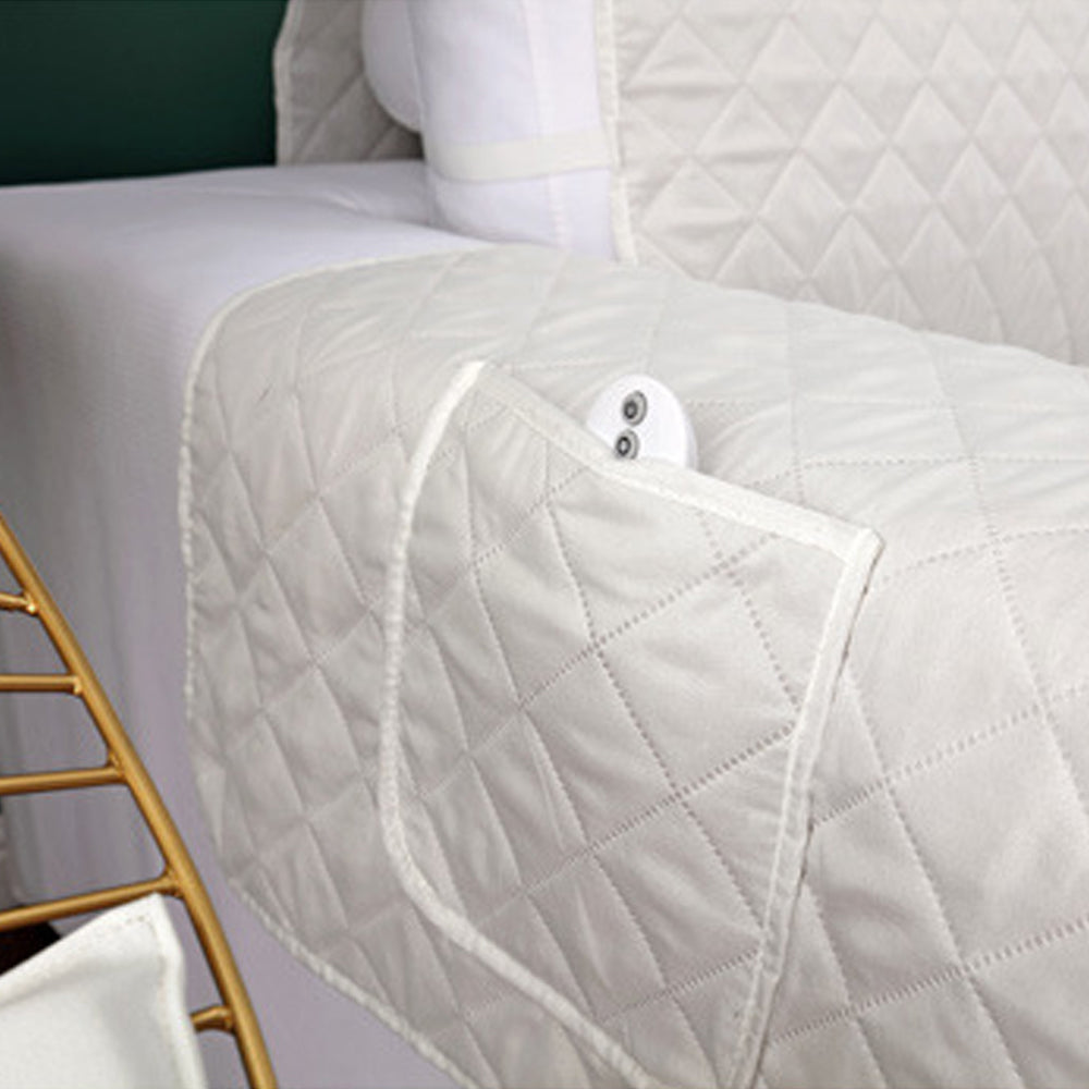 Quilted Sofa Slipcover Armrest Sofa Cover Sofa Protector Slipcover Beige