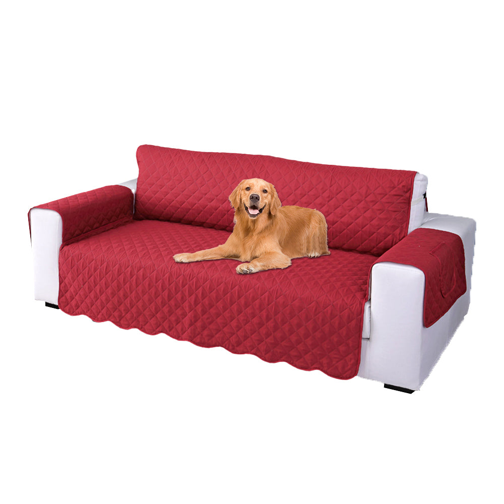 Quilted Sofa Slipcover Armrest Sofa Cover Sofa Protector Slipcover Red