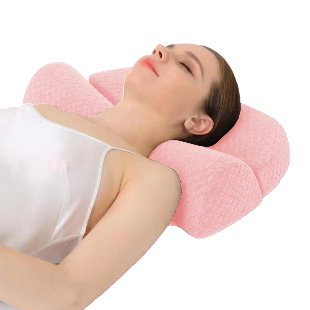 Ergonomic Cervical Neck Pillow Soft Memory Foam Pillow for Sleeping Pink