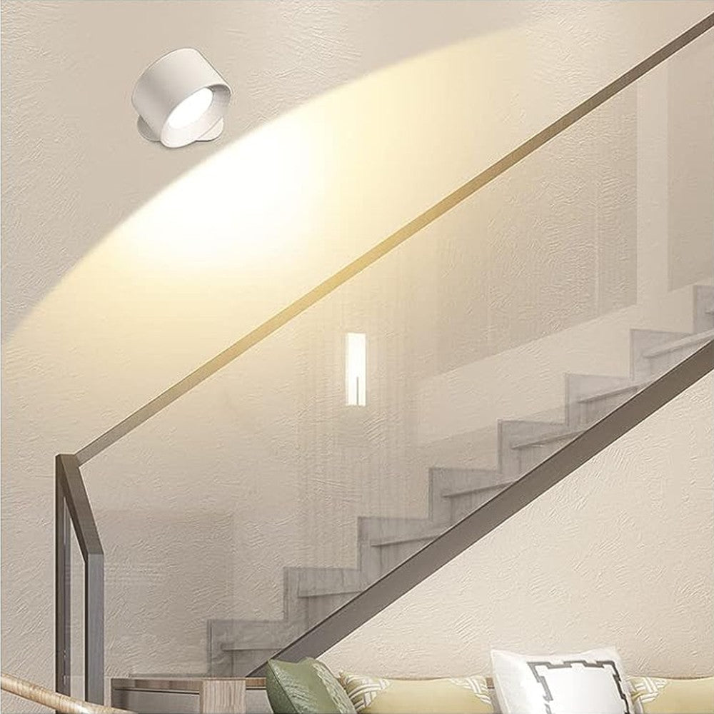 3-Color Adjustable Magnetic LED Wall Light Rechargeable Sconce Wall Mounted Lamp White