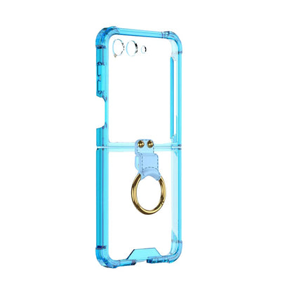 For Samsung Galaxy Z Flip5 5G Airbag Case Slim Clear Cover With Ring Stand Blue