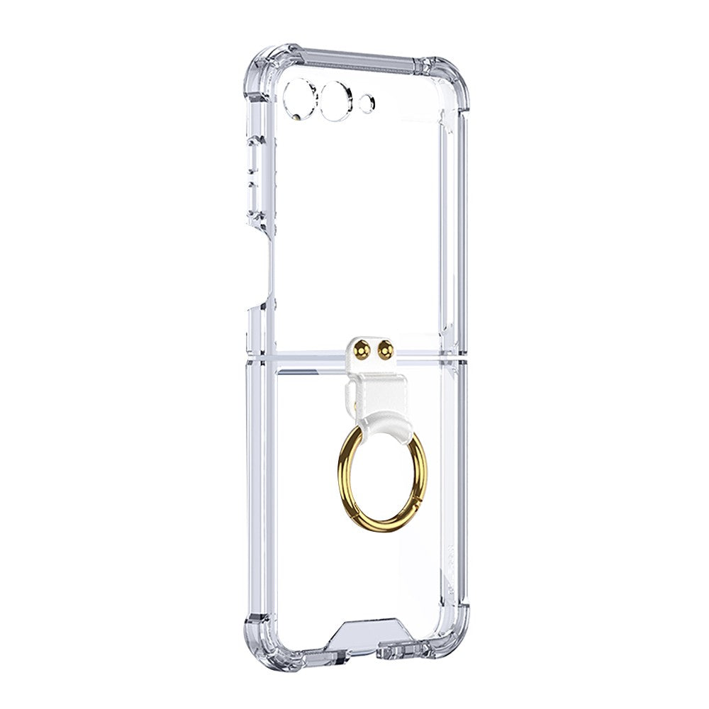 For Samsung Galaxy Z Flip5 5G Airbag Case Slim Clear Cover With Ring Stand Clear