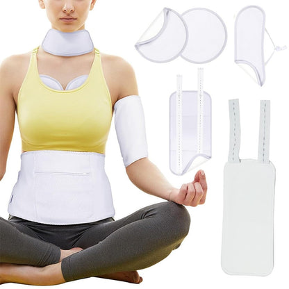 5-Piece Reusable Compress Castor Oil Pack for Knee Calf Waist Neck Chest White