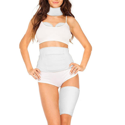 5-Piece Reusable Compress Castor Oil Pack for Knee Calf Waist Neck Chest White