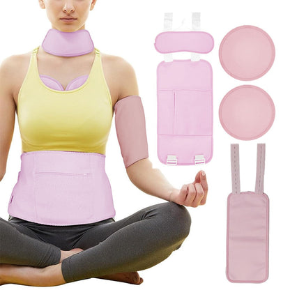 5-Piece Reusable Compress Castor Oil Pack for Knee Calf Waist Neck Chest Pink
