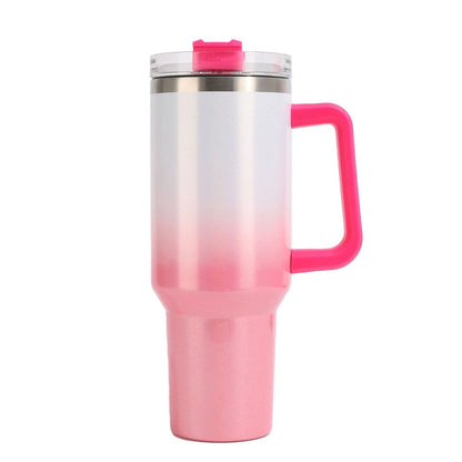 40oz Stainless Steel Tumbler with Straw Insulated Travel Mug Water Bottle Pink