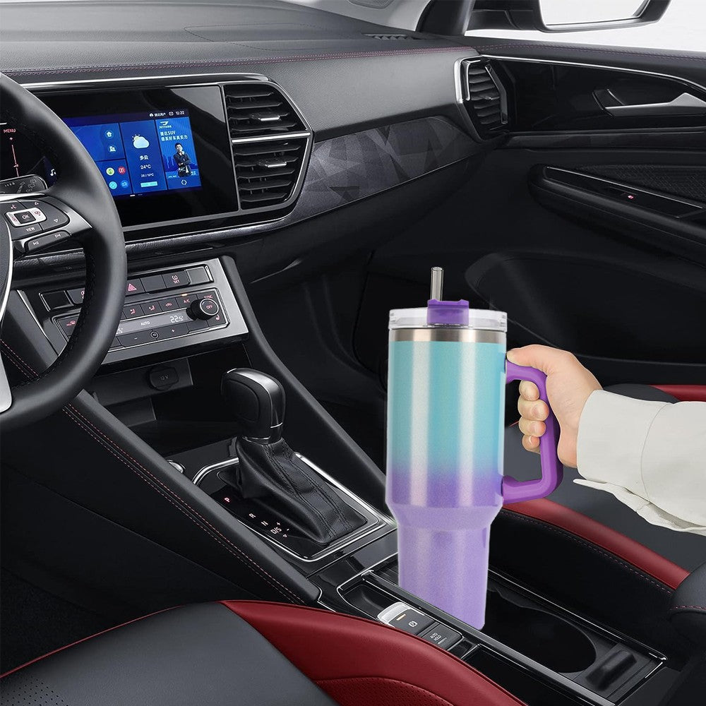 40oz Stainless Steel Tumbler with Straw Insulated Travel Mug Water Bottle Purple
