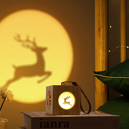 Christmas Party Atmosphere Projector Night Lamp Cube Touch Dimming Night Light Elk Style