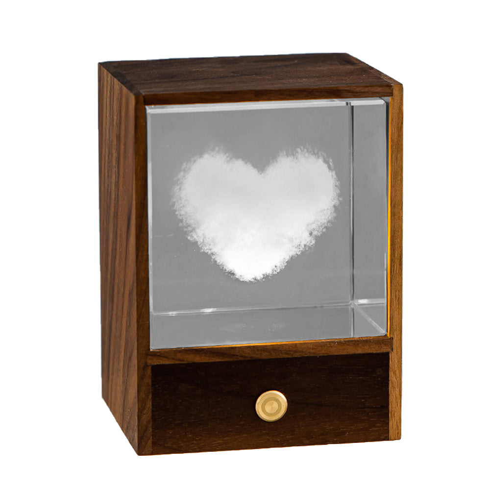 3D Glass LED Night Light Table Lamp Home Decorative Ornament Christmas Gift Heart Style