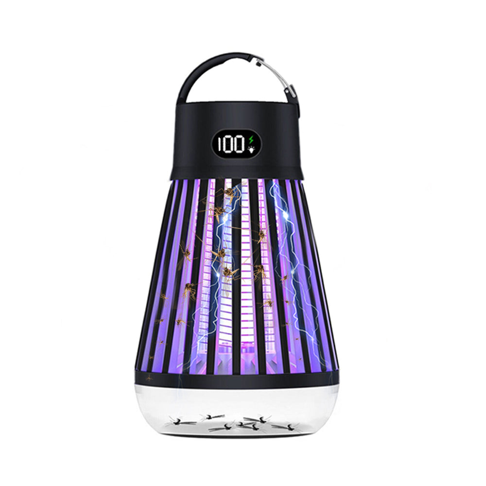 Electric Mosquito Killer Lamp USB Rechargeable Camping Mosquito Zapper Trap Black