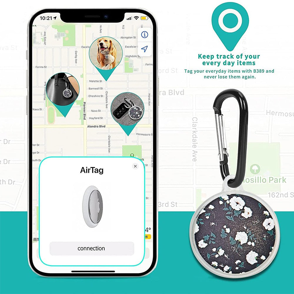 1Pc Protective Case Cover Tracker Holder for AirTag with Keyring - Style 6