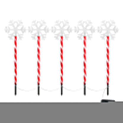 5-in-1 Candy Cane Solar Stakes Warm White 25 LEDs Christmas Lights Snowflake Style