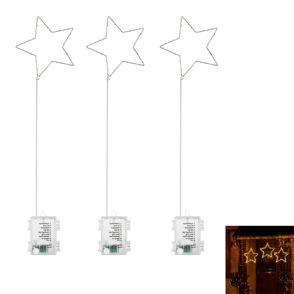 Christmas Window Star String Lights Waterproof Outdoor Patio Lights Decor for Tree Garden Backyard-Warm white