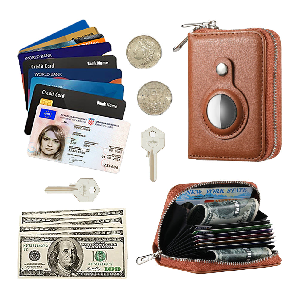 Travel RFID Blocking Wallet Money Purse Card Holder Case Brown