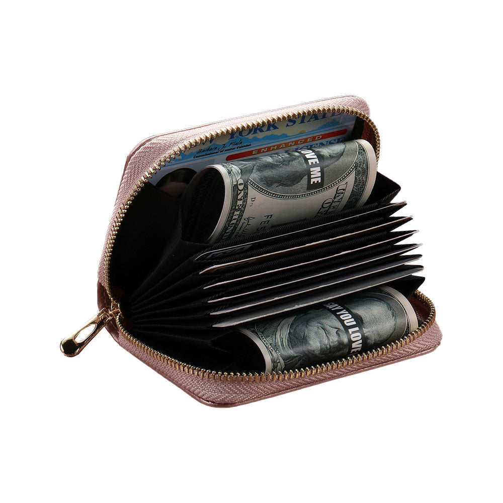 Travel RFID Blocking Wallet Money Purse Card Holder Case Rose Gold