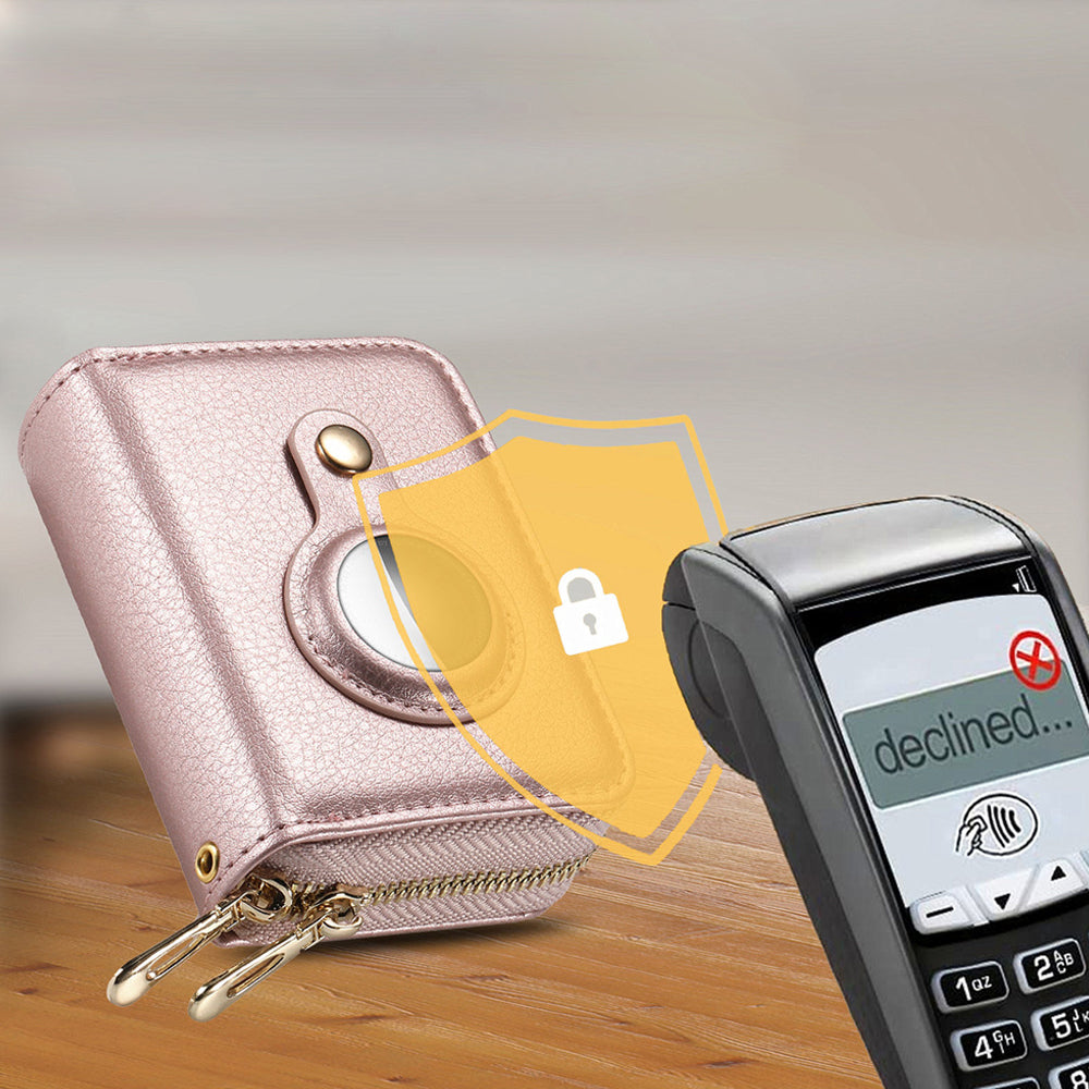 Travel RFID Blocking Wallet Money Purse Card Holder Case Rose Gold