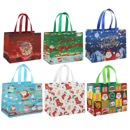 6Pcs Christmas Tote Bags With Handle Multifunctional Christmas Gift Bags Xmas Decor Style 2