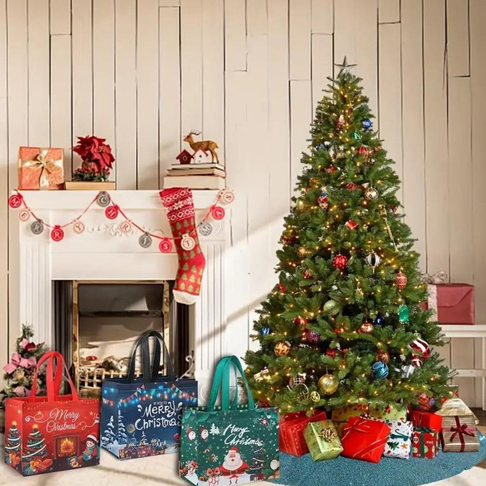 6Pcs Christmas Tote Bags With Handle Multifunctional Christmas Gift Bags Xmas Decor Style 3