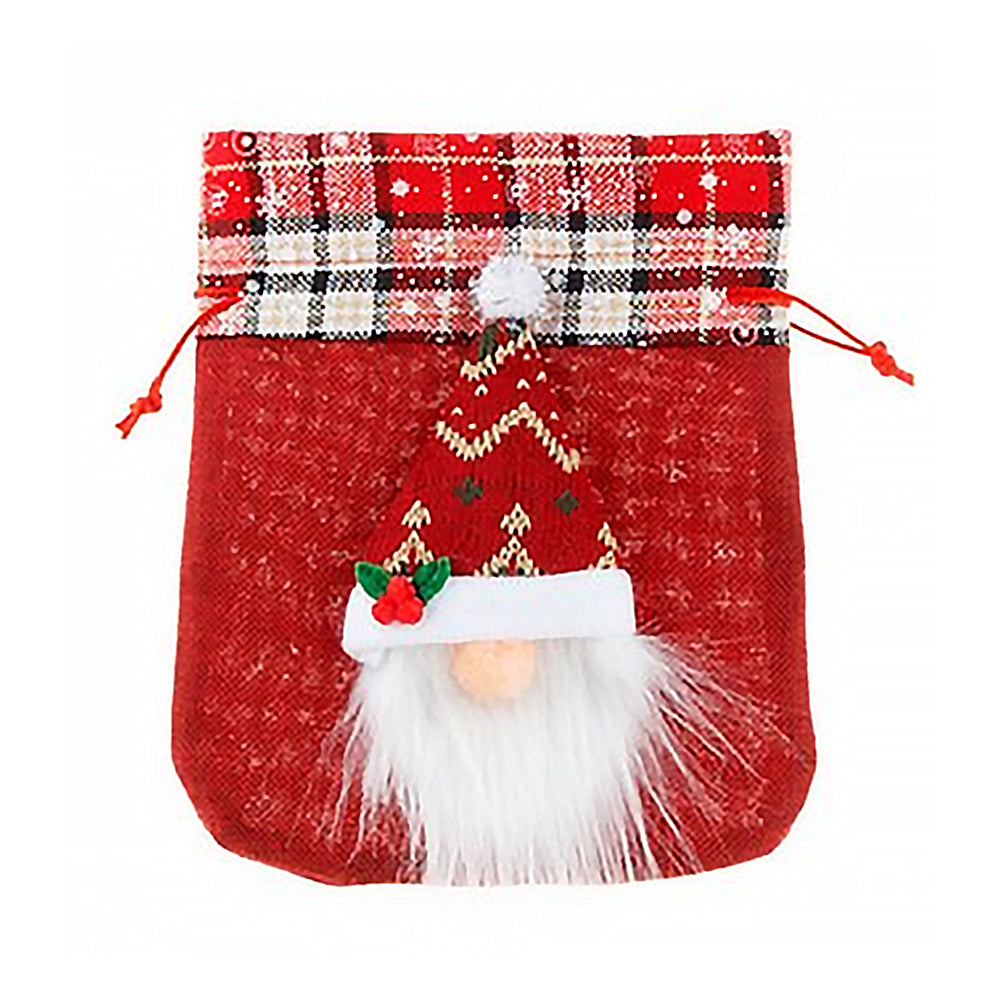 3Pcs 3D Faceless Santa Christmas Gift Bags Candy Bags Christmas Favor Bags Drawstring Bags