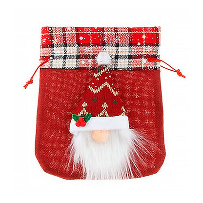 3Pcs 3D Faceless Santa Christmas Gift Bags Candy Bags Christmas Favor Bags Drawstring Bags