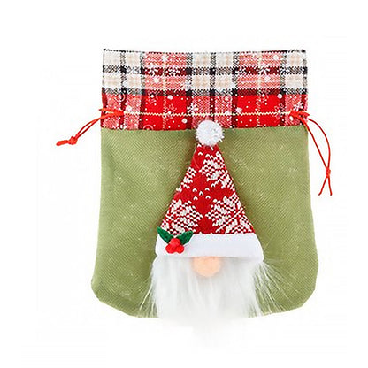 3Pcs 3D Faceless Santa Christmas Gift Bags Candy Bags Christmas Favor Bags Drawstring Bags