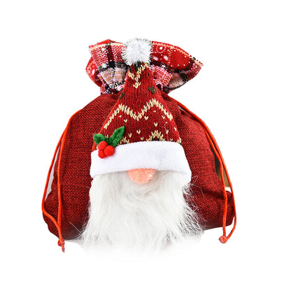 3Pcs 3D Faceless Santa Christmas Gift Bags Candy Bags Christmas Favor Bags Drawstring Bags