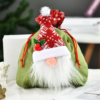 3Pcs 3D Faceless Santa Christmas Gift Bags Candy Bags Christmas Favor Bags Drawstring Bags