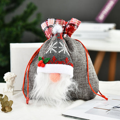 3Pcs 3D Faceless Santa Christmas Gift Bags Candy Bags Christmas Favor Bags Drawstring Bags