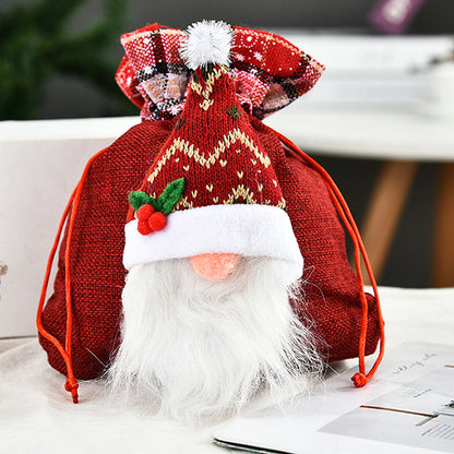 3Pcs 3D Faceless Santa Christmas Gift Bags Candy Bags Christmas Favor Bags Drawstring Bags